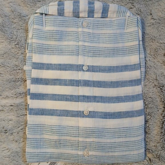 Untuckit Vietti Women's Long sleeve Linen Button Up Blue White Stripe SZ… - Picture 10 of 12